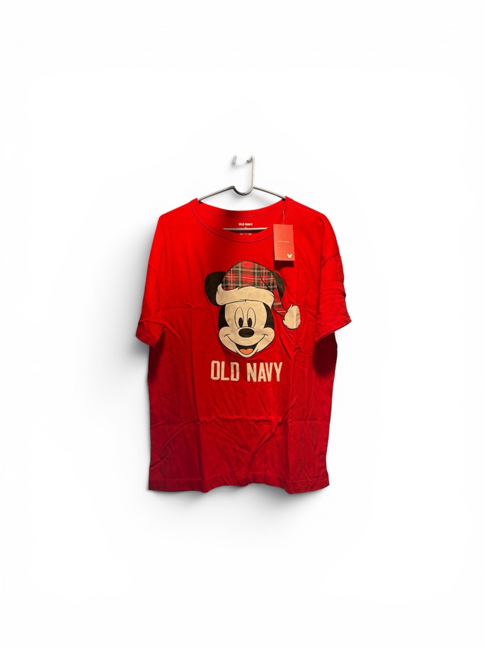 Old Navy Red Mickey Mouse Holiday Tee and shorts